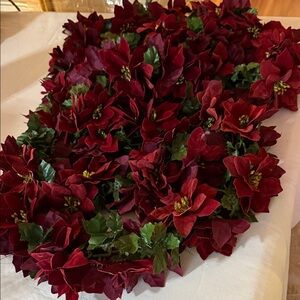 Festive 10 ft Burgandy 3D Poinsettia Garland